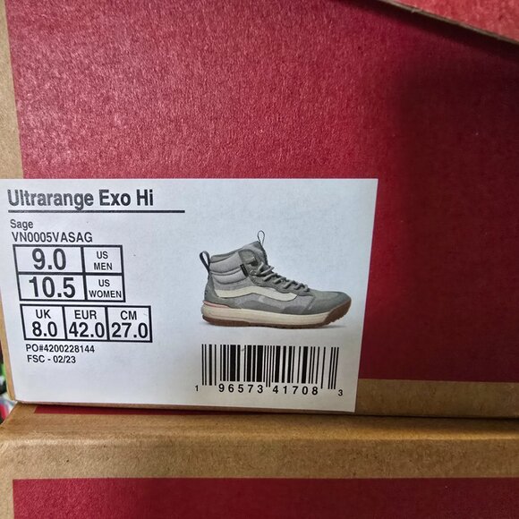 Vans Unisex Ultrarange EXO HI Gore-Tex MTE-2 Sage Shoes Boots Size 9 MENS NEW - Picture 9 of 9